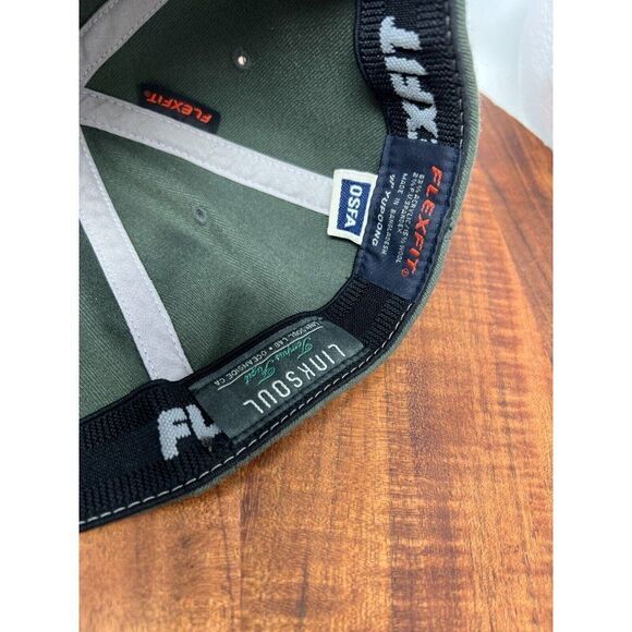 Linksoul Flex-Fit Golf Hat Cap Logo Patch OSFA Grey Green Men - Picture 8 of 9